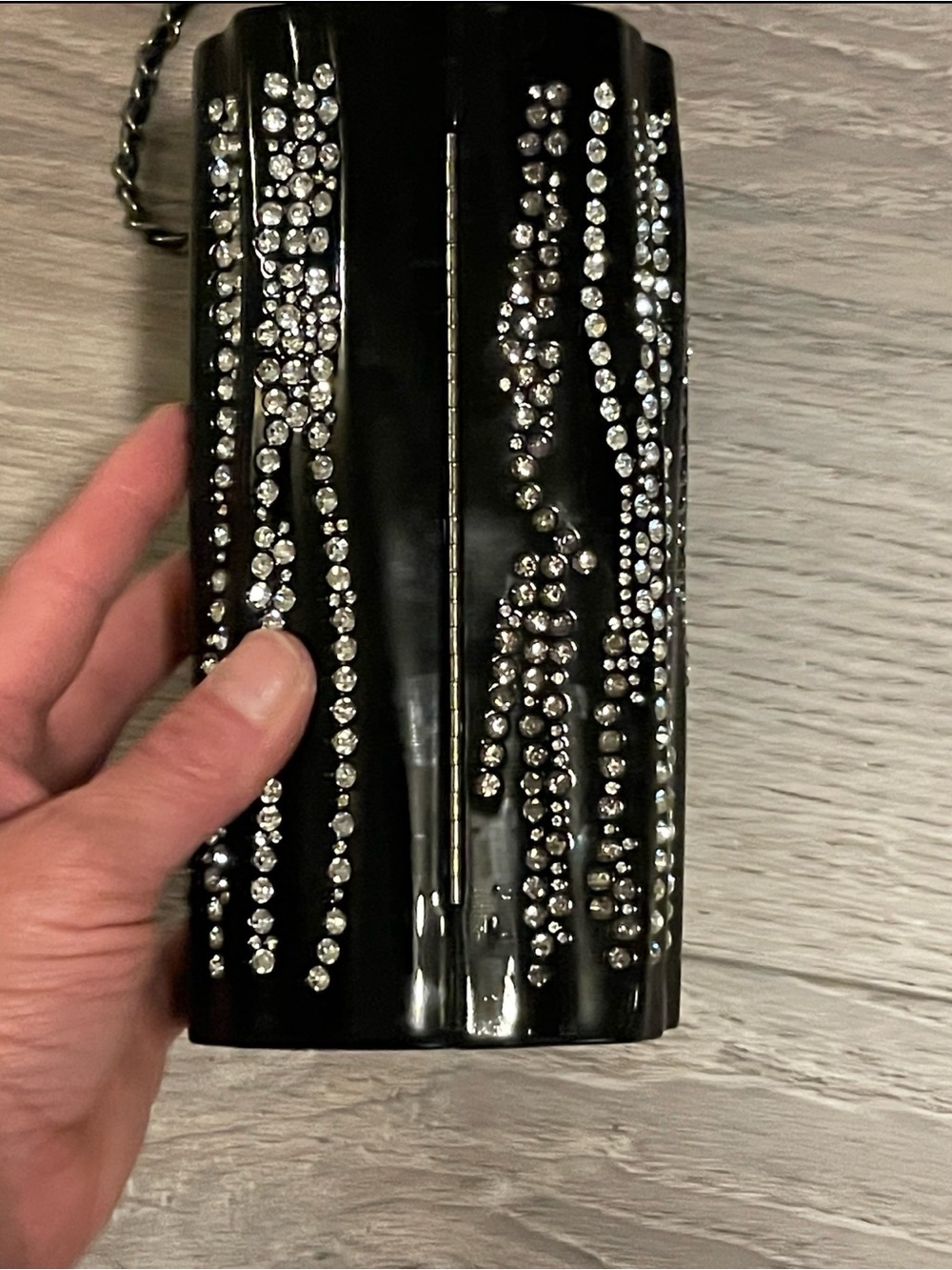 Chanel Black Plexiglass Strass Log CC Minaudière Clutch, 2018 rate - Picture 8 of 16